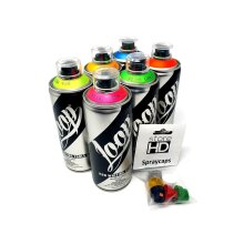 Loop Cans 6x400ml Fluo Set + Ersatzspr&uuml;hk&ouml;pfe