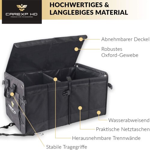 Premium Kofferraum-Organizer in Braun mit Brauner Naht -  Österreich